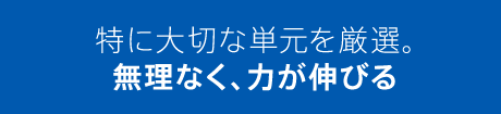 特に大切な単元を厳選。無理なく、力が伸びる