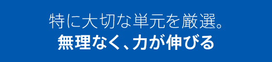 特に大切な単元を厳選。無理なく、力が伸びる