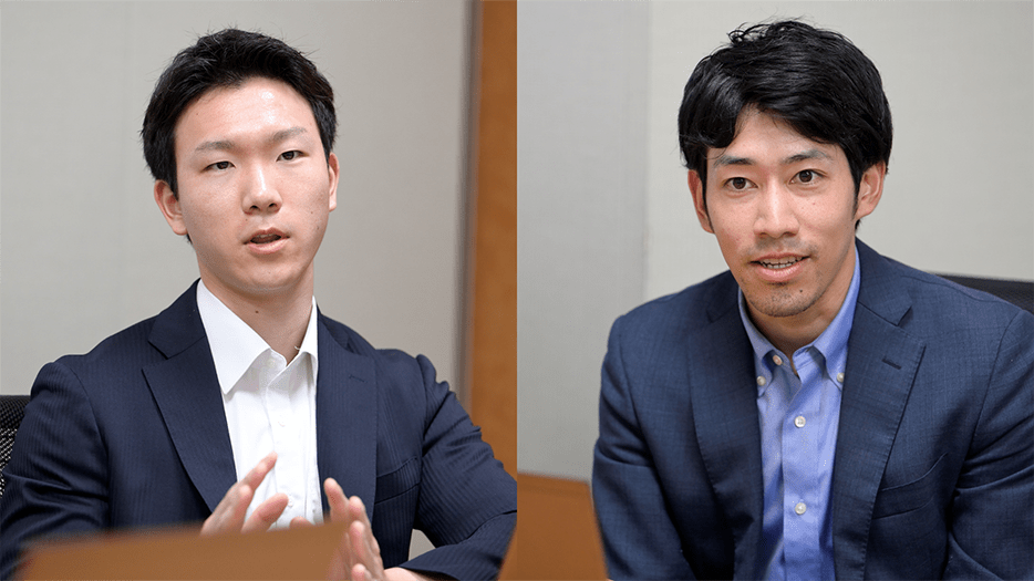 左 人事部人材開発チーム 関口 大悟さん 右 ヒューマンリンク(株) 人材・組織開発本部 MC人材開発事業部 水口 竜太朗さん