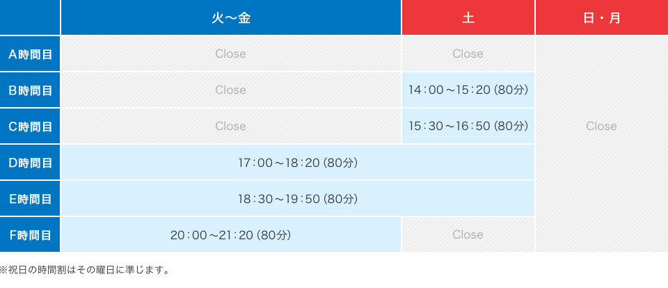 時間割表