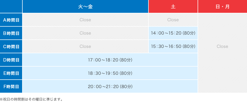 時間割表