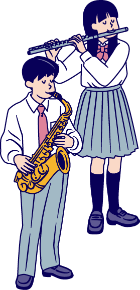 男の子と女の子が演奏しているイラスト