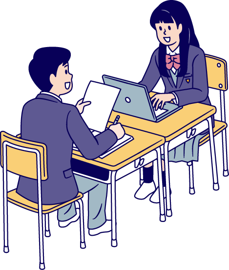 男の子と女の子が勉強しているイラスト